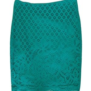 Ann Taylor Loft Green Lace Skirt Size 00P Excellent Condition